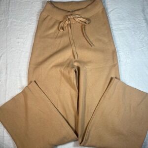 EKOUAE Camel Knit Wide Leg Pants Lounge Sweatpants Elastic Waist Drawstring S